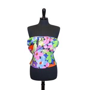 NWT Nasty Gal Floral Print Bandeau Top Multicolor Size 14